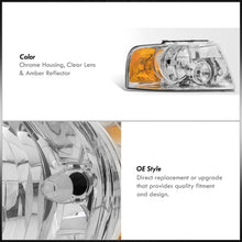 Load image into Gallery viewer, Ford Expedition 2003-2006 Factory Style Headlights Chrome Housing Clear Len Amber Reflector