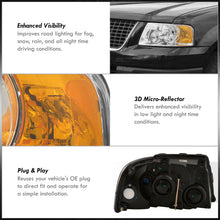 Load image into Gallery viewer, Ford Expedition 2003-2006 Factory Style Headlights Chrome Housing Clear Len Amber Reflector