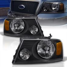 Load image into Gallery viewer, Ford F150 2004-2008 / Lincoln Mark LT 2006-2008 Factory Style Headlights Black Housing Clear Len Amber Reflector