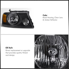 Load image into Gallery viewer, Ford F150 2004-2008 / Lincoln Mark LT 2006-2008 Factory Style Headlights Black Housing Clear Len Amber Reflector