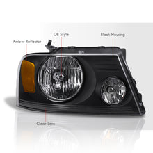 Load image into Gallery viewer, Ford F150 2004-2008 / Lincoln Mark LT 2006-2008 Factory Style Headlights Black Housing Clear Len Amber Reflector