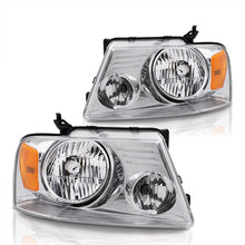 Load image into Gallery viewer, Ford F150 2004-2008 / Lincoln Mark LT 2006-2008 Factory Style Headlights Chrome Housing Clear Len Amber Reflector