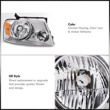 Load image into Gallery viewer, Ford F150 2004-2008 / Lincoln Mark LT 2006-2008 Factory Style Headlights Chrome Housing Clear Len Amber Reflector