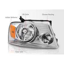 Load image into Gallery viewer, Ford F150 2004-2008 / Lincoln Mark LT 2006-2008 Factory Style Headlights Chrome Housing Clear Len Amber Reflector
