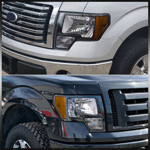 Load image into Gallery viewer, Ford F150 2009-2014 Factory Style Headlights Black Housing Clear Len Amber Reflector (Halogen Models Only)