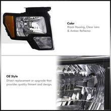 Load image into Gallery viewer, Ford F150 2009-2014 Factory Style Headlights Black Housing Clear Len Amber Reflector (Halogen Models Only)