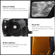 Load image into Gallery viewer, Ford F150 2009-2014 Factory Style Headlights Black Housing Clear Len Amber Reflector (Halogen Models Only)