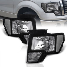 Load image into Gallery viewer, Ford F150 2009-2014 Factory Style Headlights Black Housing Clear Len Clear Reflector (Halogen Models Only)
