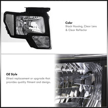 Load image into Gallery viewer, Ford F150 2009-2014 Factory Style Headlights Black Housing Clear Len Clear Reflector (Halogen Models Only)