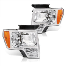 Load image into Gallery viewer, Ford F150 2009-2014 Factory Style Headlights Chrome Housing Clear Len Amber Reflector (Halogen Models Only)