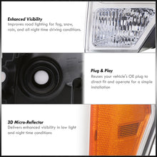 Load image into Gallery viewer, Ford F150 2009-2014 Factory Style Headlights Chrome Housing Clear Len Amber Reflector (Halogen Models Only)