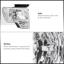Load image into Gallery viewer, Ford F150 2009-2014 Factory Style Headlights Chrome Housing Clear Len Clear Reflector (Halogen Models Only)