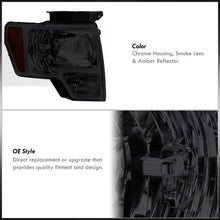 Load image into Gallery viewer, Ford F150 2009-2014 Factory Style Headlights Chrome Housing Smoke Len Amber Reflector (Halogen Models Only)
