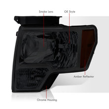Load image into Gallery viewer, Ford F150 2009-2014 Factory Style Headlights Chrome Housing Smoke Len Amber Reflector (Halogen Models Only)
