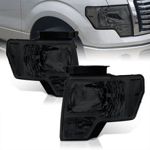 Load image into Gallery viewer, Ford F150 2009-2014 Factory Style Headlights Chrome Housing Smoke Len Clear Reflector (Halogen Models Only)