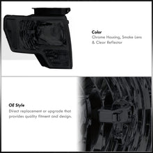 Load image into Gallery viewer, Ford F150 2009-2014 Factory Style Headlights Chrome Housing Smoke Len Clear Reflector (Halogen Models Only)