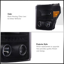 Load image into Gallery viewer, Ford F250 F350 F450 F550 Super Duty 2011-2016 LED DRL Halo Projector Headlights Black Housing Clear Len Amber Reflector