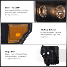 Load image into Gallery viewer, Ford F250 F350 F450 F550 Super Duty 2011-2016 LED DRL Halo Projector Headlights Black Housing Clear Len Amber Reflector