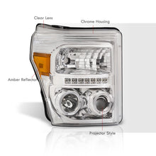 Load image into Gallery viewer, Ford F250 F350 F450 F550 Super Duty 2011-2016 LED DRL Halo Projector Headlights Chrome Housing Clear Len Amber Reflector