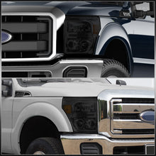 Load image into Gallery viewer, Ford F250 F350 F450 F550 Super Duty 2011-2016 LED DRL Halo Projector Headlights Chrome Housing Smoke Len Amber Reflector