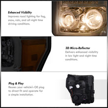 Load image into Gallery viewer, Ford F250 F350 F450 F550 Super Duty 2011-2016 LED DRL Halo Projector Headlights Chrome Housing Smoke Len Amber Reflector