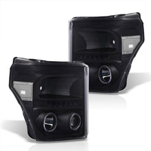 Load image into Gallery viewer, Ford F250 F350 F450 F550 Super Duty 2011-2016 LED DRL Halo Projector Headlights Black Housing Clear Len Clear Reflector