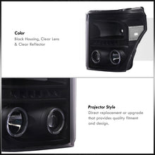 Load image into Gallery viewer, Ford F250 F350 F450 F550 Super Duty 2011-2016 LED DRL Halo Projector Headlights Black Housing Clear Len Clear Reflector