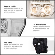 Load image into Gallery viewer, Ford F250 F350 F450 F550 Super Duty 2011-2016 LED DRL Halo Projector Headlights Chrome Housing Clear Len Clear Reflector