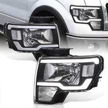 Load image into Gallery viewer, Ford F150 2009-2014 LED DRL Bar Factory Style Headlights Black Housing Clear Len Clear Reflector (Halogen Models Only)