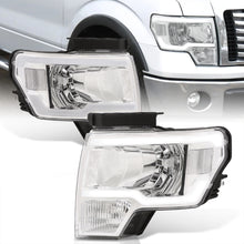 Load image into Gallery viewer, Ford F150 2009-2014 LED DRL Bar Factory Style Headlights Chrome Housing Clear Len Clear Reflector (Halogen Models Only)