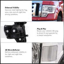 Load image into Gallery viewer, Ford F150 2009-2014 LED DRL Bar Factory Style Headlights Chrome Housing Clear Len Clear Reflector (Halogen Models Only)
