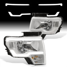 Load image into Gallery viewer, Ford F150 2009-2014 LED DRL Bar Factory Style Headlights White Housing Clear Len Clear Reflector (Halogen Models Only)