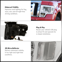 Load image into Gallery viewer, Ford F150 2009-2014 LED DRL Bar Factory Style Headlights White Housing Clear Len Clear Reflector (Halogen Models Only)