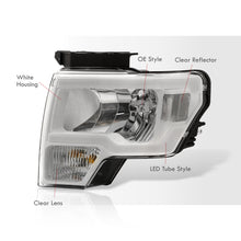 Load image into Gallery viewer, Ford F150 2009-2014 LED DRL Bar Factory Style Headlights White Housing Clear Len Clear Reflector (Halogen Models Only)