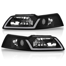 Load image into Gallery viewer, Ford Mustang 1999-2004 LED DRL Bar Factory Style Headlights Black Housing Clear Len Clear Reflector