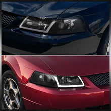 Load image into Gallery viewer, Ford Mustang 1999-2004 LED DRL Bar Factory Style Headlights Black Housing Clear Len Clear Reflector