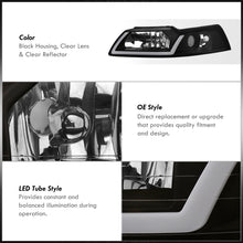 Load image into Gallery viewer, Ford Mustang 1999-2004 LED DRL Bar Factory Style Headlights Black Housing Clear Len Clear Reflector