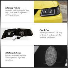 Load image into Gallery viewer, Ford Mustang 1999-2004 LED DRL Bar Factory Style Headlights Black Housing Clear Len Clear Reflector
