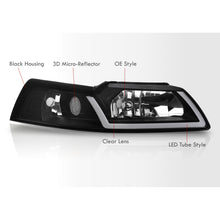 Load image into Gallery viewer, Ford Mustang 1999-2004 LED DRL Bar Factory Style Headlights Black Housing Clear Len Clear Reflector