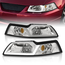 Load image into Gallery viewer, Ford Mustang 1999-2004 LED DRL Bar Factory Style Headlights Chrome Housing Clear Len Amber Reflector