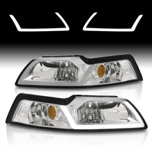Load image into Gallery viewer, Ford Mustang 1999-2004 LED DRL Bar Factory Style Headlights Chrome Housing Clear Len Amber Reflector