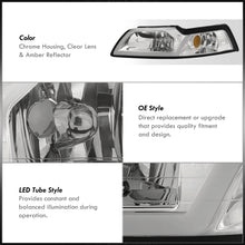 Load image into Gallery viewer, Ford Mustang 1999-2004 LED DRL Bar Factory Style Headlights Chrome Housing Clear Len Amber Reflector