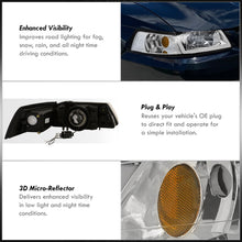 Load image into Gallery viewer, Ford Mustang 1999-2004 LED DRL Bar Factory Style Headlights Chrome Housing Clear Len Amber Reflector