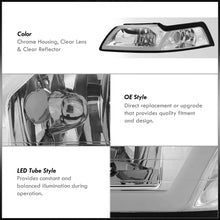 Load image into Gallery viewer, Ford Mustang 1999-2004 LED DRL Bar Factory Style Headlights Chrome Housing Clear Len Clear Reflector