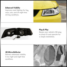 Load image into Gallery viewer, Ford Mustang 1999-2004 LED DRL Bar Factory Style Headlights Chrome Housing Clear Len Clear Reflector