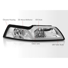 Load image into Gallery viewer, Ford Mustang 1999-2004 LED DRL Bar Factory Style Headlights Chrome Housing Clear Len Clear Reflector