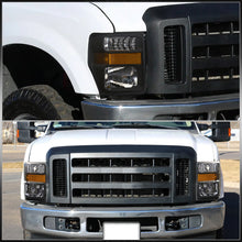 Load image into Gallery viewer, Ford F250 F350 F450 F550 Super Duty 2008-2010 Factory Style Headlights Black Housing Clear Len Amber Reflector