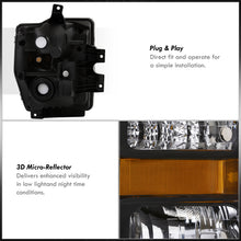 Load image into Gallery viewer, Ford F250 F350 F450 F550 Super Duty 2008-2010 Factory Style Headlights Black Housing Clear Len Amber Reflector