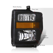 Load image into Gallery viewer, Ford F250 F350 F450 F550 Super Duty 2008-2010 Factory Style Headlights Black Housing Clear Len Amber Reflector