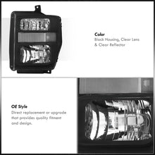 Load image into Gallery viewer, Ford F250 F350 F450 F550 Super Duty 2008-2010 Factory Style Headlights Black Housing Clear Len Clear Reflector
